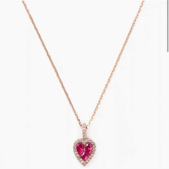 Kate Spade “Spell it Out” necklace and earrings boxed set, red hearts - Picture 7 of 15